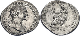 Roman Empire Trajan Denarius 112 - 114 AD Vesta