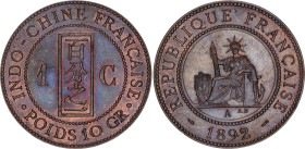 French Indochina 1 Cent 1892 A