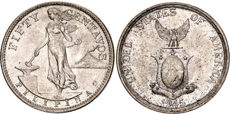 Philippines 50 Centavos 1945 S

KM# 183, Schön# 21, N# 15858; Silver; San Fran...