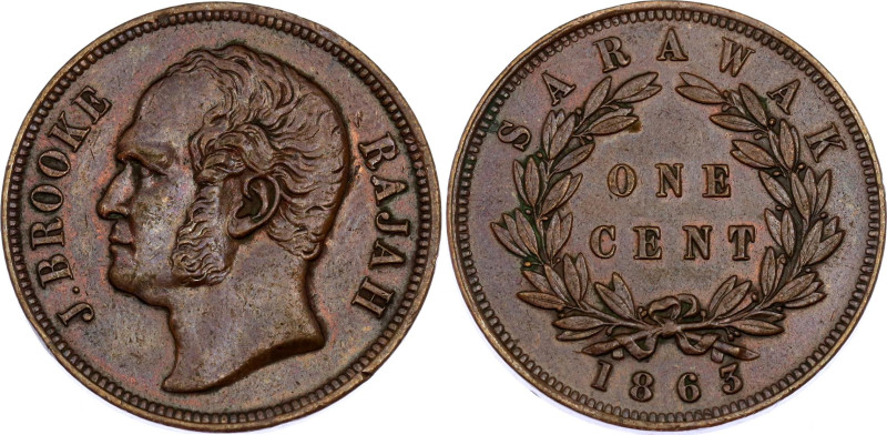 Sarawak 1 Cent 1863

KM# 3, N# 15540; Copper 9.38 g.; James Brooke Rajah; XF+