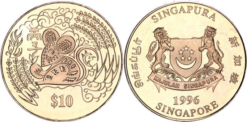 Singapore 10 Dollars 1996

KM# 141, N# 38316; Copper-Nickel, Prooflike; Lunar ...