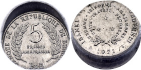 Burundi 5 Francs 1971 Die Shift Error