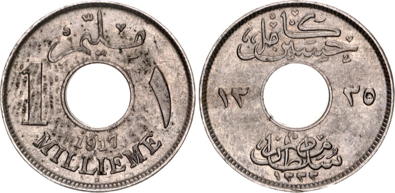 Egypt 1 Millieme 1917 H AH 1335

KM# 313, N# 5592; Copper-Nickel; Hussein Kame...