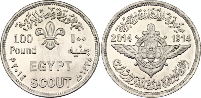 Egypt 100 Pounds 2014 AH 1435

N# 85911; Silver; Centennial for Scouts in Egyp...