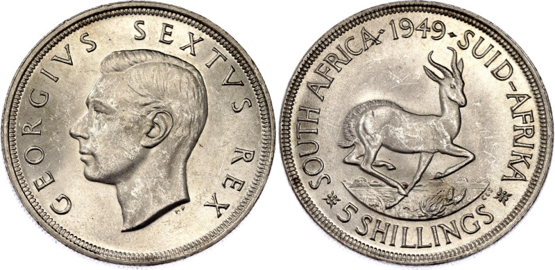 South Africa 5 Shillings 1949

KM# 40.1, N# 11620; Silver; George VI; Pretoria...