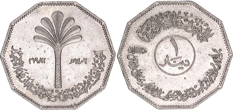 Iraq 1 Dinar 1982 AH 1402

KM# 156, Schön# 74, N# 12693; Nickel; Non-aligned N...