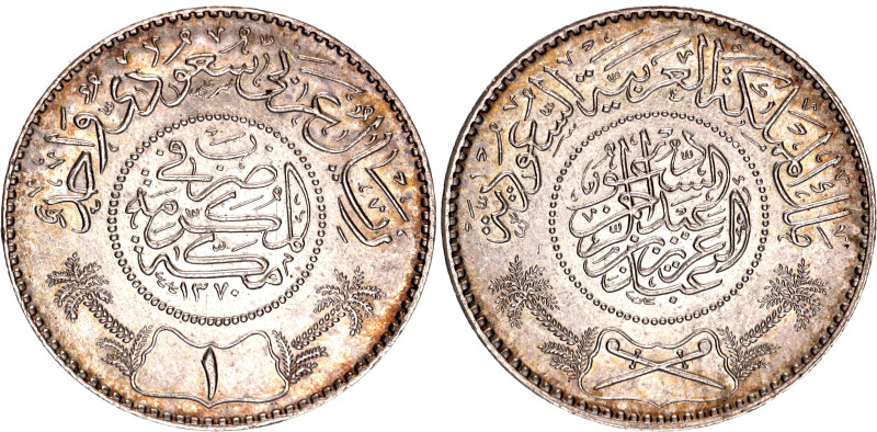 Saudi Arabia 1 Riyal 1951 AH 1370

KM# 18, N# 14755; Silver; Abdulaziz bin Abd...