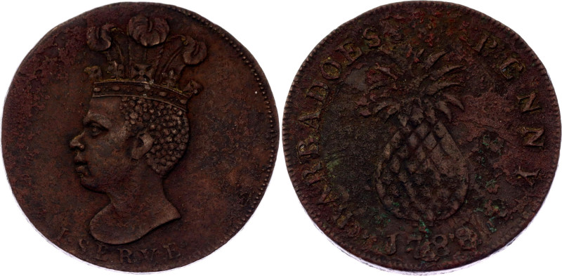 Barbados 1 Penny 1788 Token

KM# Tn8, N# 23775; Copper 12.35 g.; George III; V...