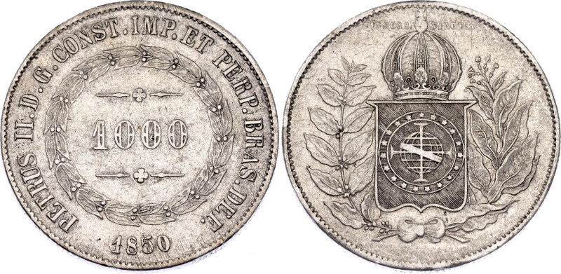 Brazil 1000 Reis 1850

KM# 459, N# 36148; Silver; Pedro II; XF