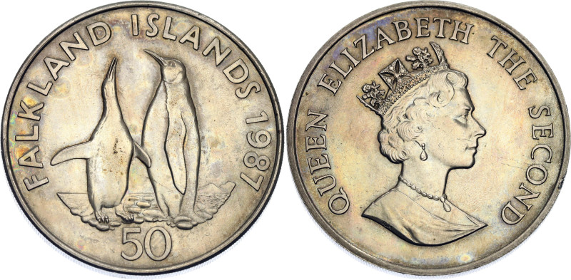 Falkland Islands 50 Pence 1987

KM# 25, N# 15703; Copper-Nickel; Elizabeth II;...