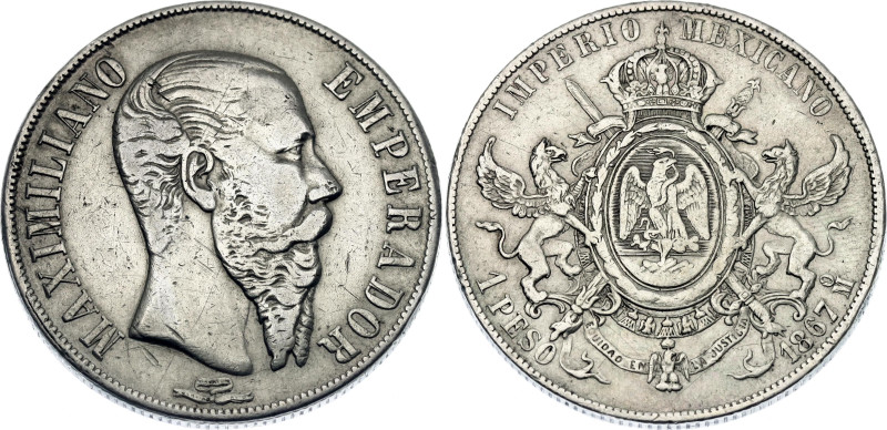 Mexico 1 Peso 1867 Mo

KM# 388.1, N# 7989; Silver; Maximilian I; Mexico Mint; ...