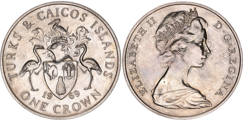 Turks & Caicos Islands 1 Crown 1969

KM# 1, N# 14068; Copper-Nickel; Elizabeth...