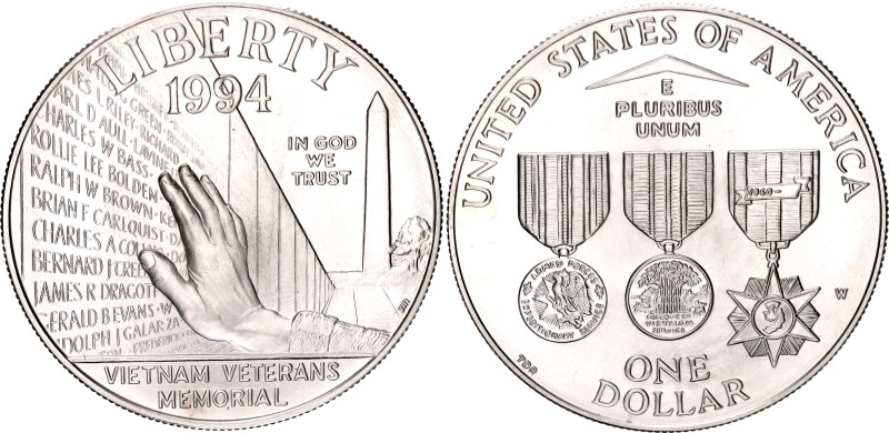 United States 1 Dollar 1994 W

KM# 250, N# 38464; Silver; Vietnam Veterans Mem...