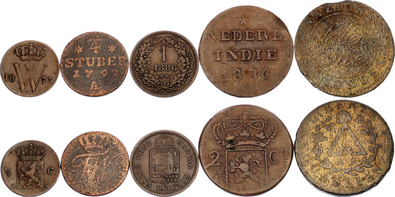 World Lot of 5 Coins 1799 - 1886

Copper; Various Dates, Denominations & Ruler...