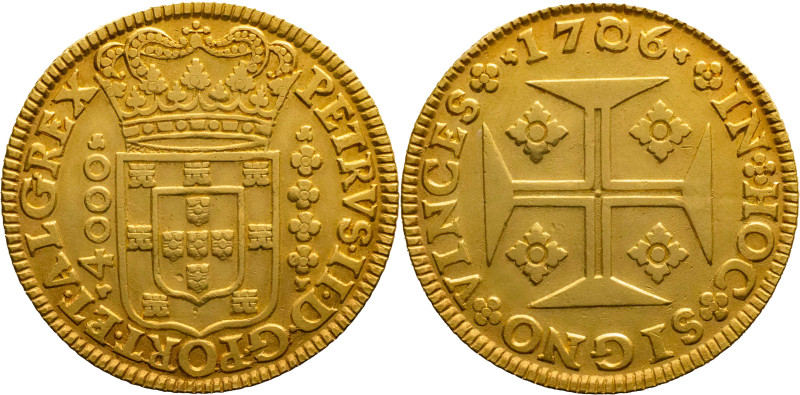 Portugal
D. Pedro II (1683-1706)
4000 Réis Lisbon Mint 1706
AG: 99.22 10,10g
Ext...