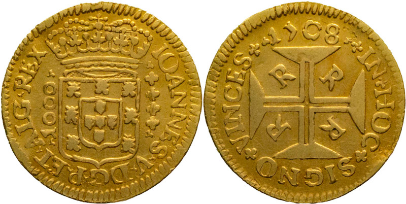 Portugal
D. João V (1706-1750)
1000 Réis Rio de Janeiro Mint 1708
AG: 91.01 2,65...