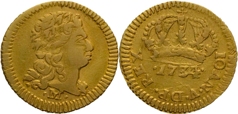 Portugal
D. João V (1706-1750)
Cruzadinho (400 Réis) Minas Gerais Mint 1734
AG: ...