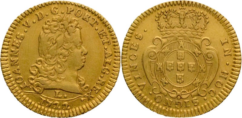 Portugal
D. João V (1706-1750)
Half Escudo (800 Réis) Lisbon Mint 1722
AG: 109.0...