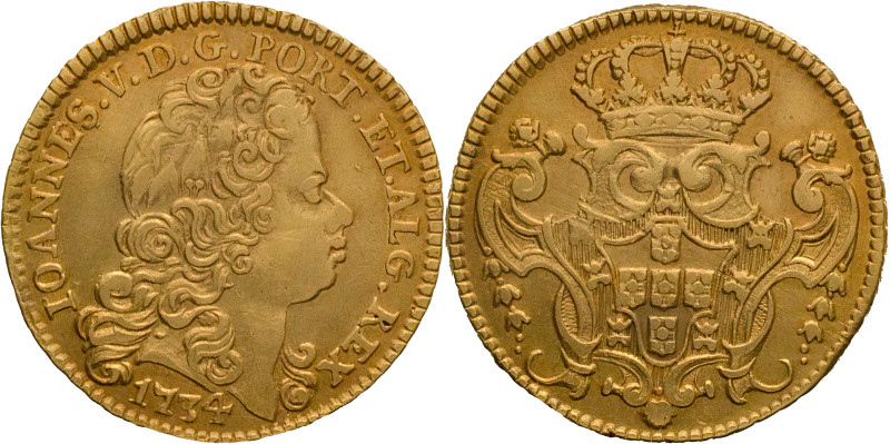 Portugal
D. João V (1706-1750)
Half Peça (3200 Réis) Lisbon Mint 1734
AG: 122.10...