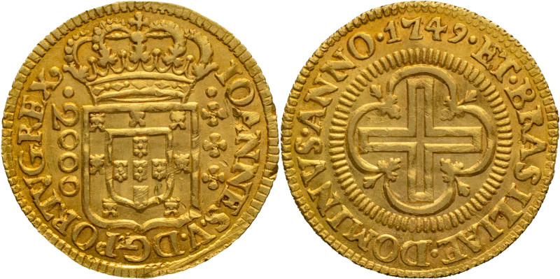 Portugal
D. João V (1706-1750)
Half Moeda (2000 Réis) Rio de Janeiro Mint 1749
A...