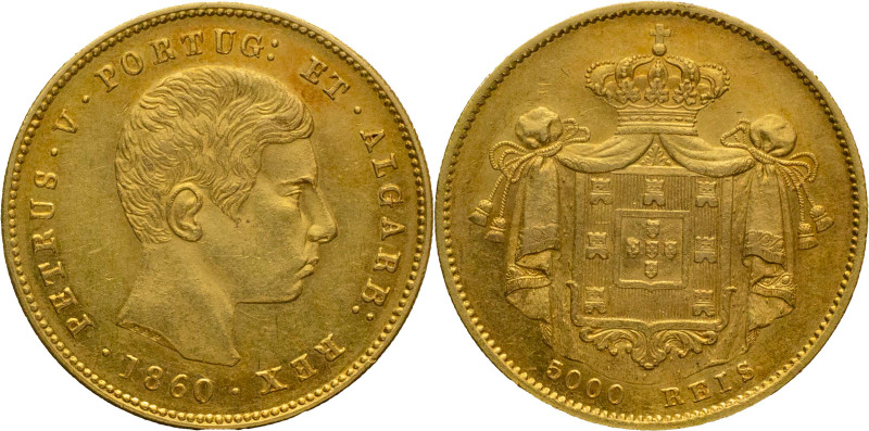Portugal
D. Pedro V (1853-1861)
5000 Réis Lisbon Mint 1860
AG: 12.01 8,82g
Extre...