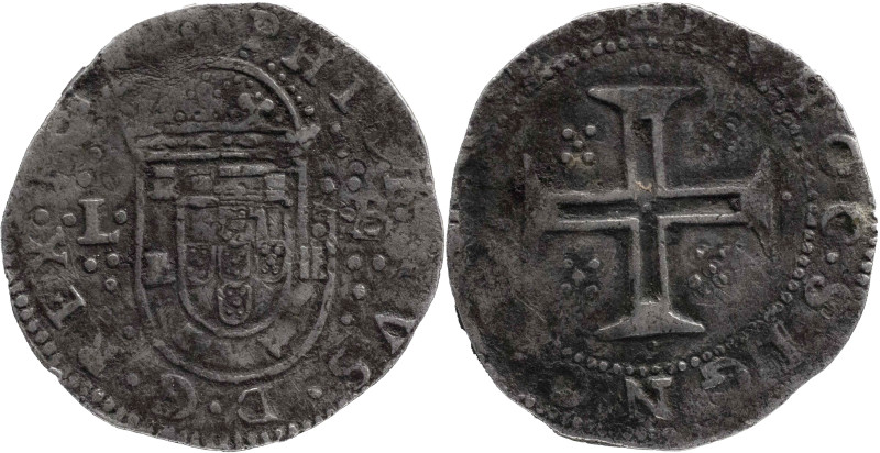 Portugal
D. Filipe II (1598-1621)
Tostão (100 Reais) Lisbon Mint
Legend Reverse ...