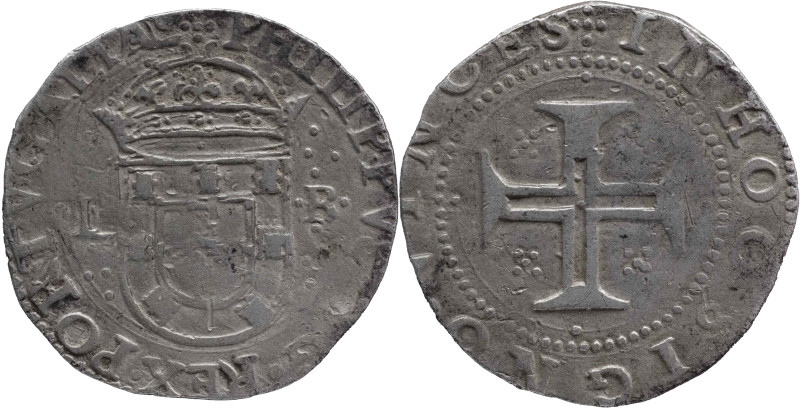 Portugal
D. Filipe II (1598-1621)
Tostão (100 Reais) Lisbon Mint
Legend Reverse ...