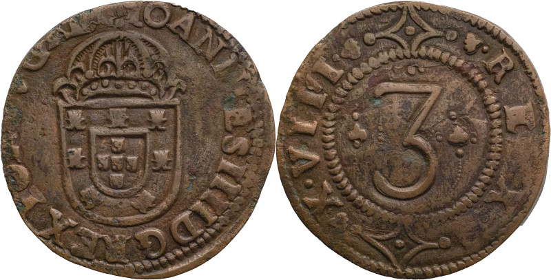 Portugal
D. João IV (1640-1656) 
3 réis Lisbon MInt
AG: 02.02 12,84g
Good Very F...