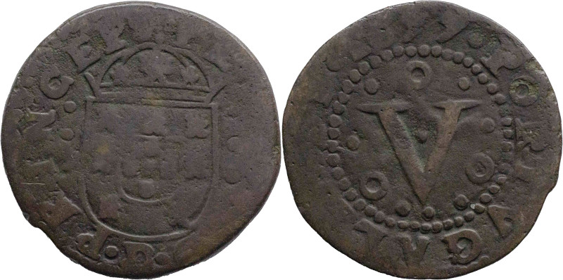 Portugal
D. Pedro Regent (1667-1683) 
5 réis 1677 Lisbon Mint
AG: 07.02 8,22g 
F...