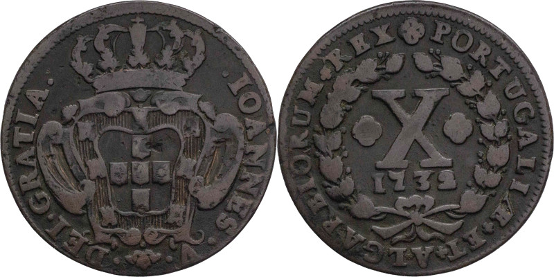 Portugal
D. João V (1706-1750)
X réis 1732 Lisbon Mint
AG: 34.11 12,91g
Fine