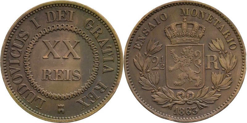 Portugal
D. Luís I (1861-1889)
Pattern Copper 20 Réis Lisbon Mint 1863
AG: E11.0...