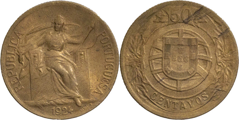 Portugal
Portuguese Republic (1910-)
50 centavos Lisbon Mint 1924
AG: 19.01 4,00...