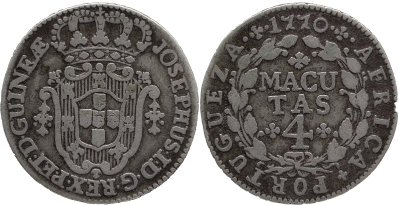 Angola
D. José I (1750-1777)
4 macutas 1770
AG: 10.03 5,83g
Very Fine