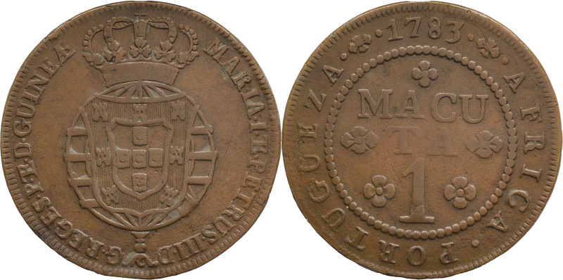 Angola
D. Maria I and Pedro III (1777-1786)
1 macutas 1783
AG: 03.02 37,93g RARE...