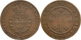 Angola
D. Maria I e Pedro III (1777-1786)
1 macutas 1783
AG: 03.02   37,93g RARA
BC+