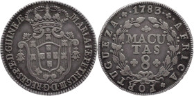 Angola
D. Maria I e Pedro III (1777-1786)
8 macutas 1783
AG: 07.02   12,66g
MBC+