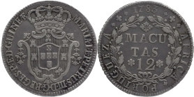 Angola
D. Maria I e Pedro III (1777-1786)
12 macutas 1783
AG: 09.01   17,20g
MBC+