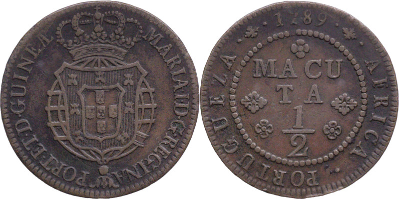 Angola
D. Maria I (1786-1799)
Half macuta 1789
AG: 02.01 19,31g
Very Fine