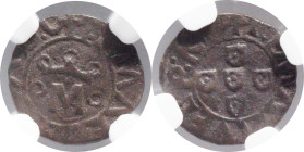 Moedas certificadas
Portugal D. Manuel I Cinquinho Lisboa
NGC XF DETAILS ENVIRONMENTAL DAMAGE