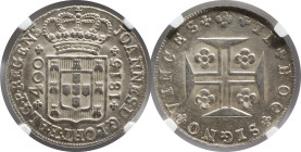 Moedas certificadas
Portugal D. João Regente 400 Réis Lisboa 1815
NGC MS 64