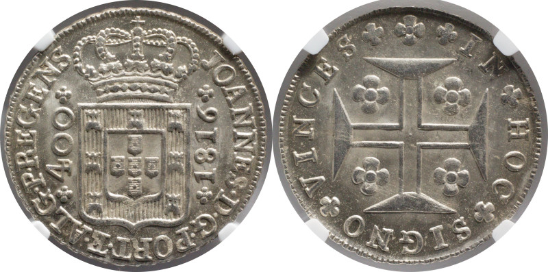 Certified Coins
Portugal D. João Regente 400 Réis Lisbon Mint 1816
NGC MS 65+