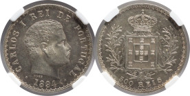 Moedas certificadas
Portugal D. Carlos I 500 Réis Lisboa 1894
NGC MS 62
Top Grade!