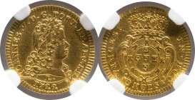 Moedas certificadas
Portugal D. João V Meio escudo Lisboa 1722
NGC AU 58