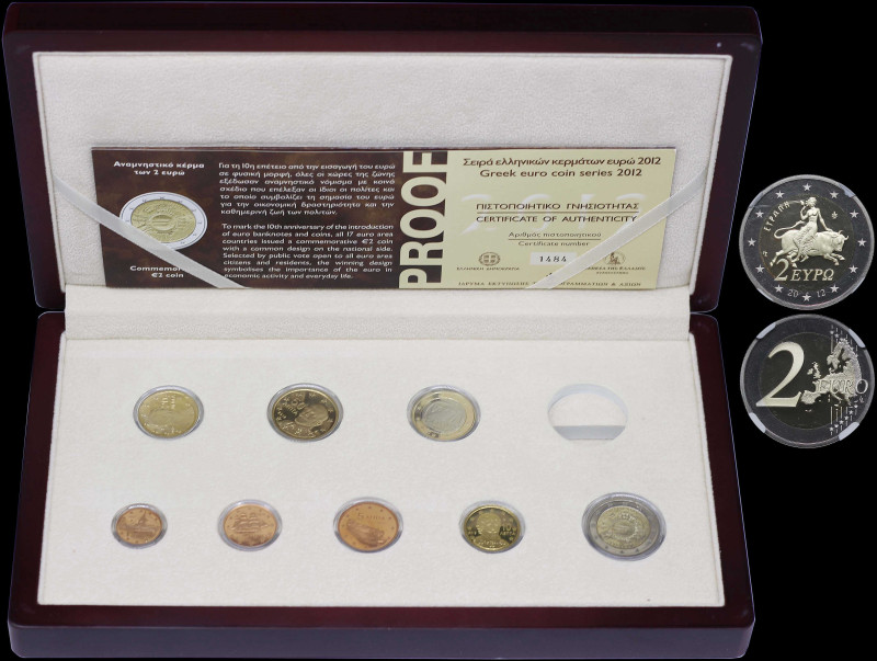 GREECE: Euro coin set (2012) composed of 1, 2, 5, 10, 20 & 50 Cent and 1 & 2 Eur...