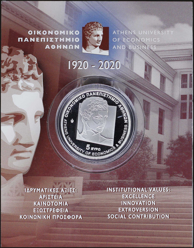 GREECE: 5 Euro (2020) in silver (0,333) commemorating the 100 years since the fo...