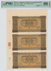 GREECE: Corner marginal sheet of final proofs of 3x 100 Drachmas (10.7.1941) in brown on orange and blue unpt. Byzantine decorations of bird friezes a...