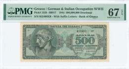 GREECE: 500 million Drachmas (1.10.1944) in dark blue on light blue unpt. Head of the statue of God Apollo in Olympia at right on face. S/N: "852400 Ξ...