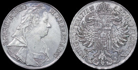 AUSTRIA: 1 Thaler (1771 IC-SK) in silver (0,833). Veiled bust of Theresia facing right on obverse. Crowned double-headed imperial eagle, crowned coat ...