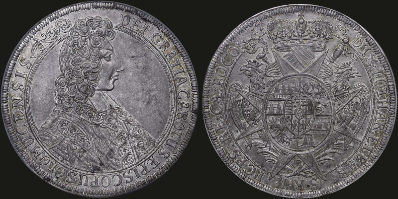 AUSTRIAN STATES / OLMUTZ: 1 Thaler (1705) in silver. Bust of Karl III Josef faci...