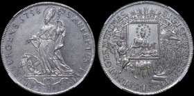 AUSTRIAN STATES / SALZBURG: 1 Thaler (1758) in silver. Madonna and child within square, Cardinals hat above oval shield at right, angel at left on obv...